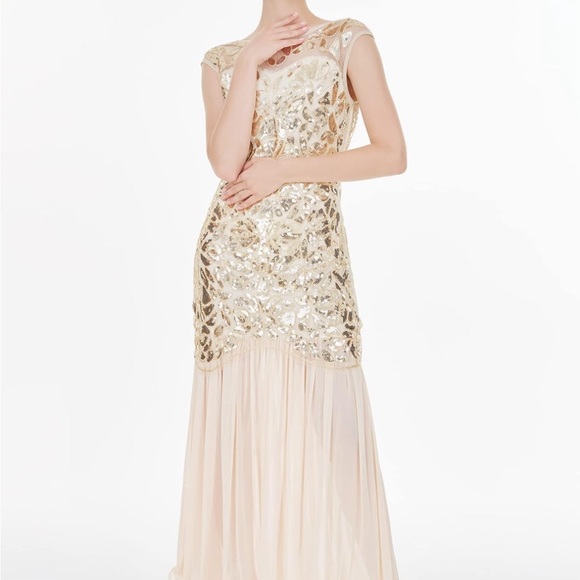 1920 Sequined Embellished Flapper dress gown plus size XXL 18-20 Halloween - Picture 5 of 10